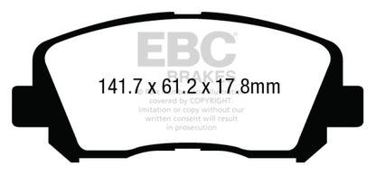 EBC 15+ Chrysler 200 2.4 Ultimax2 Front Brake Pads