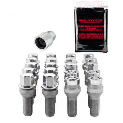 McGard 5 Lug Hex Install Kit w/Locks (Cone Seat Bolt) M12X1.5 / 17mm Hex / 25.5mm Shank L. - Chrome