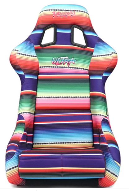 NRG FRP Bucket Seat PRISMA Serepi Edition W/ Red Pearlized Back Mexi-Cali Blanket Print - Large