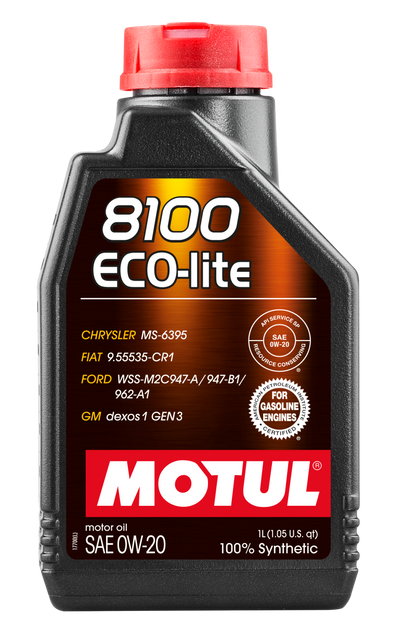 Motul 1L Synthetic Engine Oil 8100 0W20 ECO-LITE