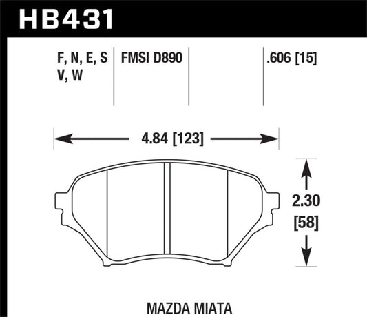 Hawk 01-05 Mazda Miata 1.8L Base OE Incl.Clips Shims Front ER-1 Brake Pads