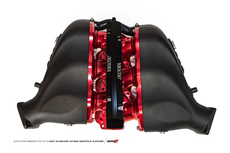 AMS Performance 2009+ Nissan GT-R Alpha Cast Plenum/Billet Intake Manifold w/Std Fuel Rail - Clear