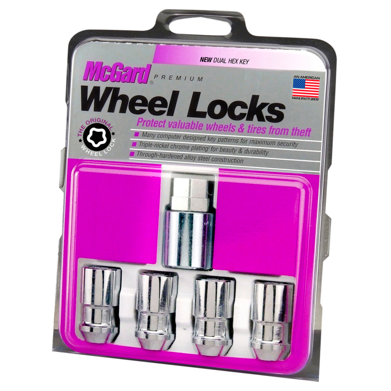 McGard Wheel Lock Nut Set - 4pk. (Cone Seat) 1/2-20 / 3/4 & 13/16 Dual Hex / 1.66in. Length - Chrome