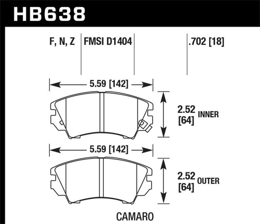 Hawk Camaro V6 HPS Street Front Brake Pads