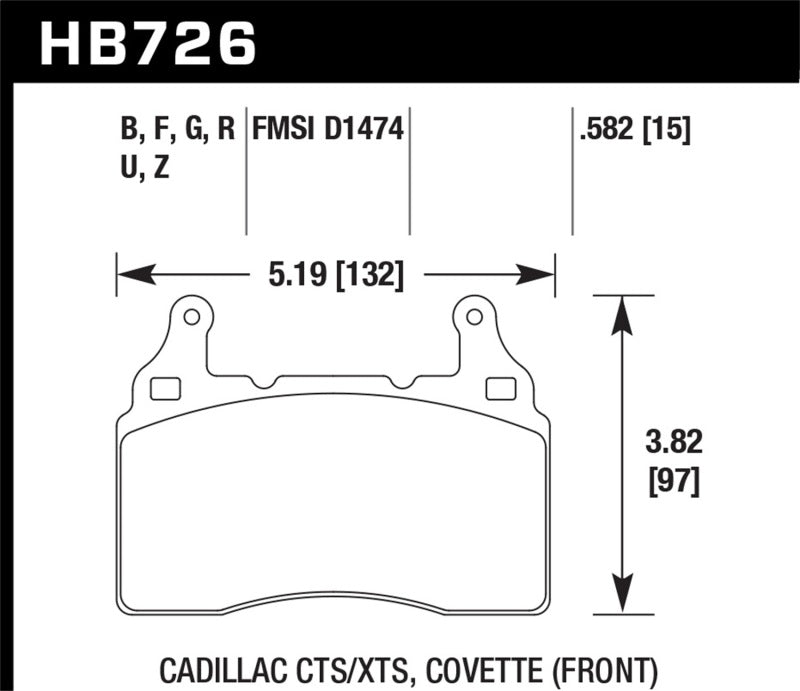 Hawk 2014 Chevrolet Corvette DTC-60 Front Brake Pads