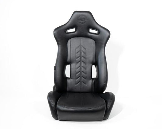 NRG Reclinable Sport Seats (Pair) The Arrow Black Vinyl w/ Pressed NRG logo w/ Black Stitch