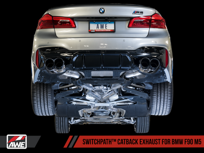 AWE Tuning 18-19 BMW F90 M5 SwitchPatch Cat-Back Exhaust- Black Diamond Tips