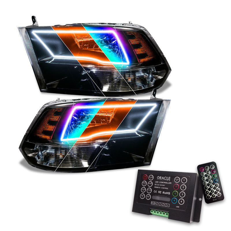 Oracle Lighting 09-18 RAM 1500 Sport Halo Headlights - Blk Housing w/2.0 Controller