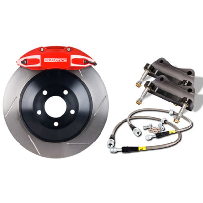 StopTech 09-15 Dodge Challenger Rear BBK w/ Red ST-40 Calipers Slotted Rotors