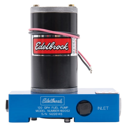 Edelbrock Fuel Pump Electric Quiet-Flo Carbureted 120GPH 3/8In In 3/8In Out 120 GPH Blue