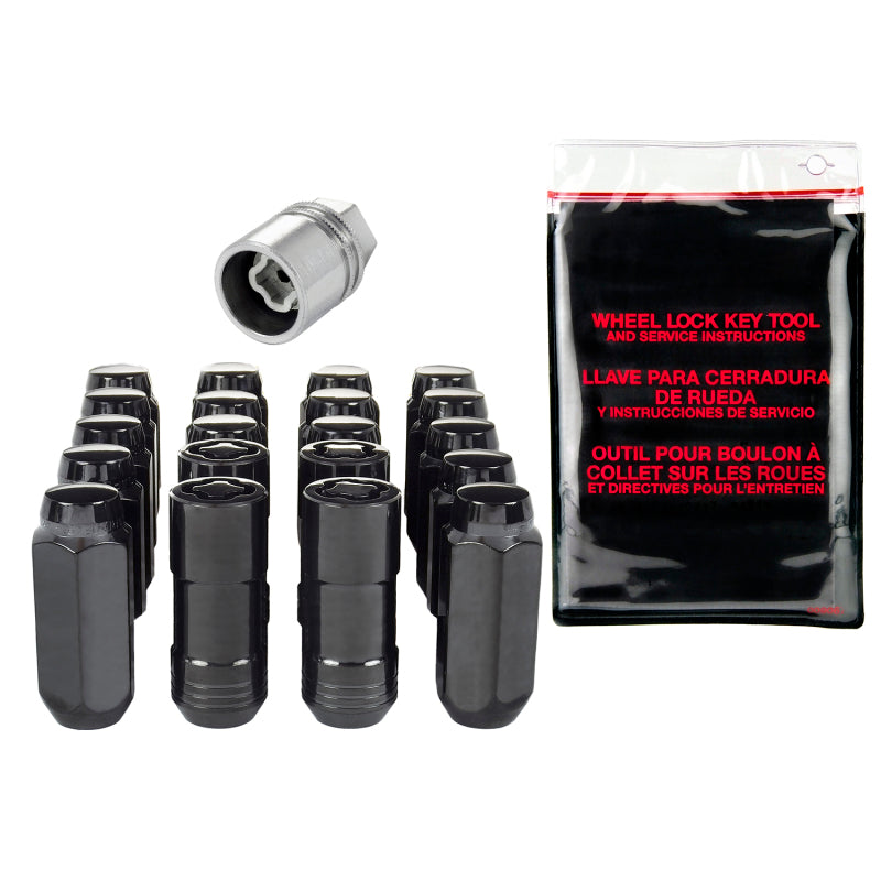 McGard 5 Lug Hex Install Kit w/Locks (Cone Seat Nut) M14X2.0 / 13/16 Hex / 2.25in. Length - Black