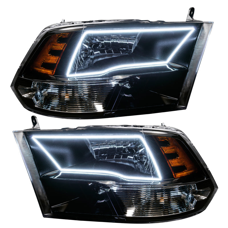 Oracle 09-17 RAM 1500 Quad Pre-Assembled Headlights - Black Housing - w/o Controller