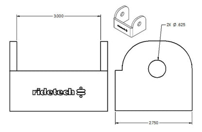 Ridetech Large Rod End Bracket for 3in Wide Rod End