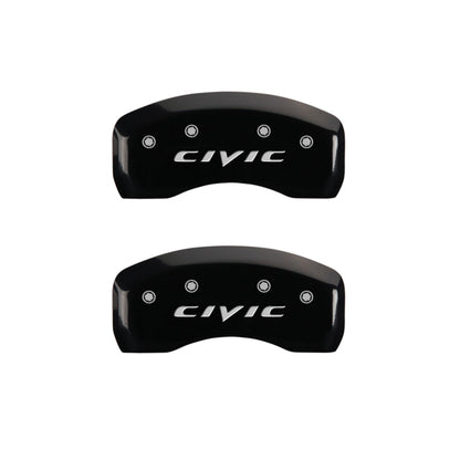 MGP 4 Caliper Covers Engraved Front & Rear MGP Yellow Finish Black Char 2017 Honda Civic