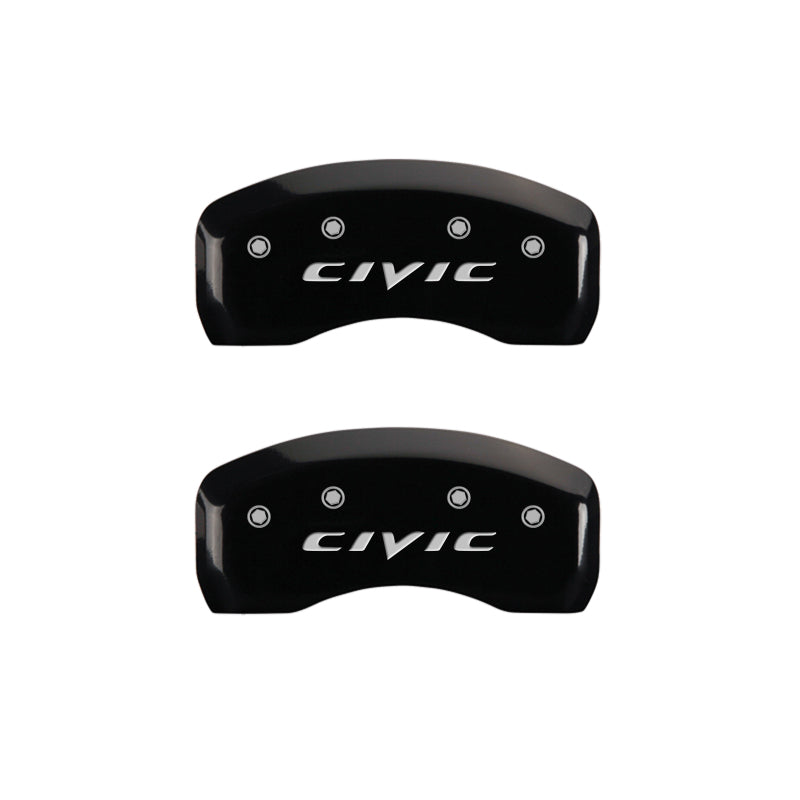 MGP 4 Caliper Covers Engraved Front & Rear MGP Yellow Finish Black Char 2007 Honda Civic