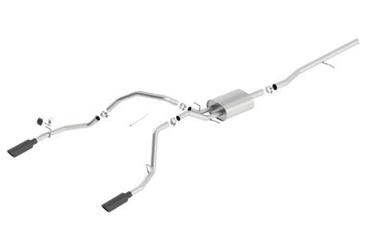 Borla 14 Silv/Sierra 1500 C/B Touring Exh/2.75in in Muffler 2.25inout 4inTIp SS Rear Exit-Blk Chrome