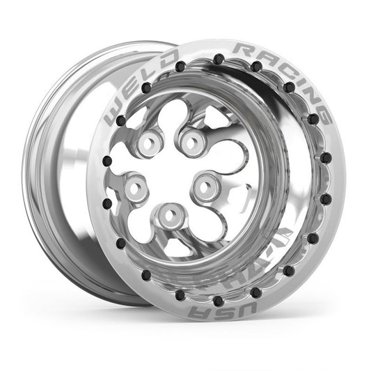 Weld Alpha-1 15x15 / 5x4.75 BP /5in. BS Polished Wheel - Polished Double Beadlock MT