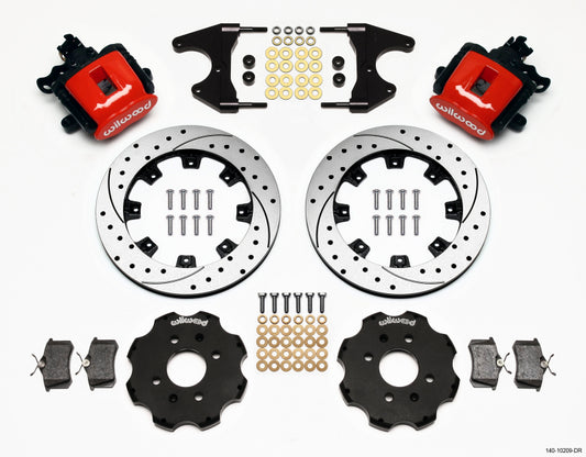 Wilwood Combination Parking Brake Rear Kit 12.19in Drilled Red Civic / Integra Drum 2.46 Hub Offset