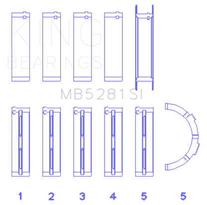 King Engine Bearings Ford 281CI 4.6L V8 (Size +0.25) Main Bearing Set