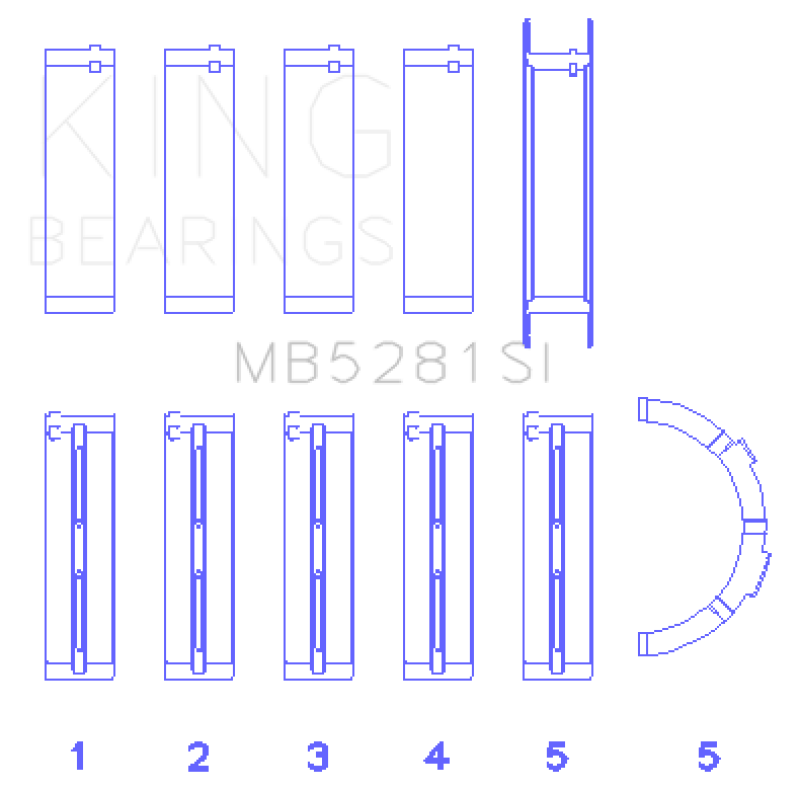 King Engine Bearings Ford 281CI 4.6L V8 (Size +0.5) Main Bearing Set