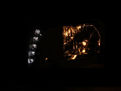 ANZO 2007-2014 Chevy Tahoe Crystal Headlight Chrome Amber(OE)