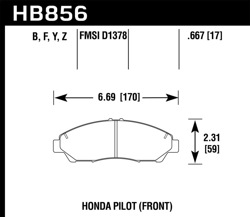 Hawk 09-15 Honda Pilot Performance Ceramic Street Front Brake Pads