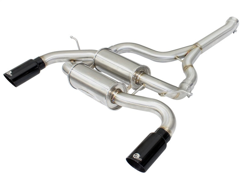 aFe MACHForce XP SS-304 Black Tip 2.5in Dia Axle Back Exhaust 12-15 BMW 335i (F30) 3.0L (t)