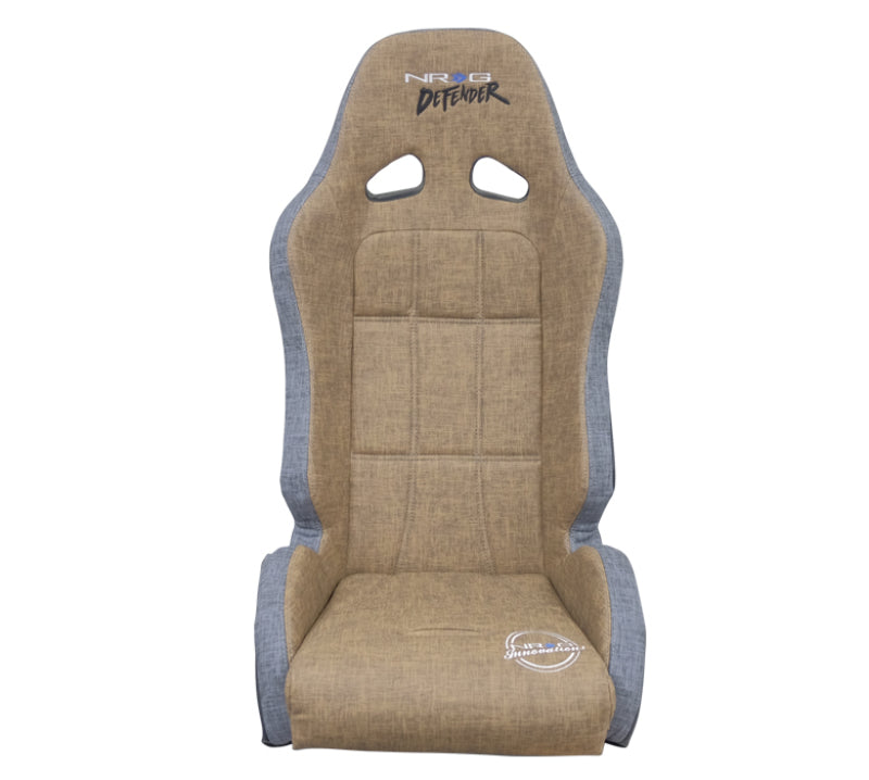 NRG Defender Seat/ Water Resistant Steel Frame Suspension - Brown w/ Gray Trim w/ Defender Logo