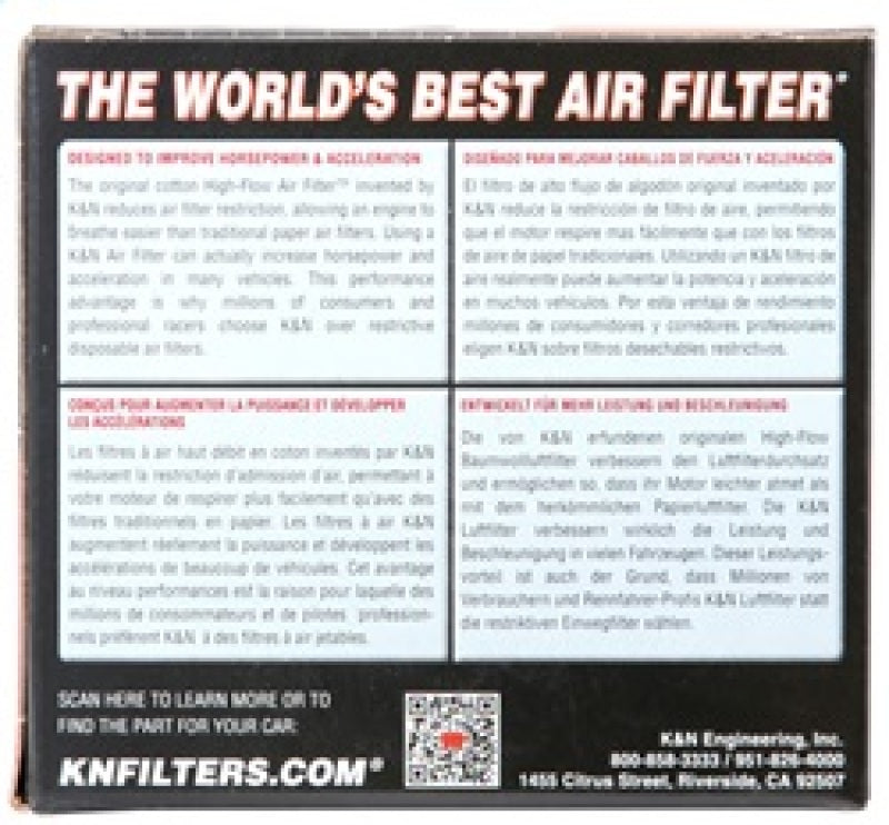 K&N Universal Clamp-On Air Filter 2in FLG / 3-1/8in B / 2in T / 3in L