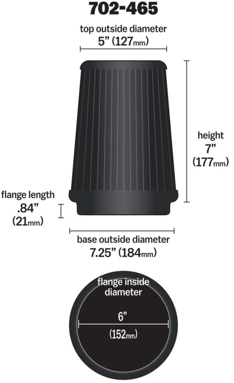 Airaid Universal Air Filter - Cone 6 x 7-1/4 x 5 x 7