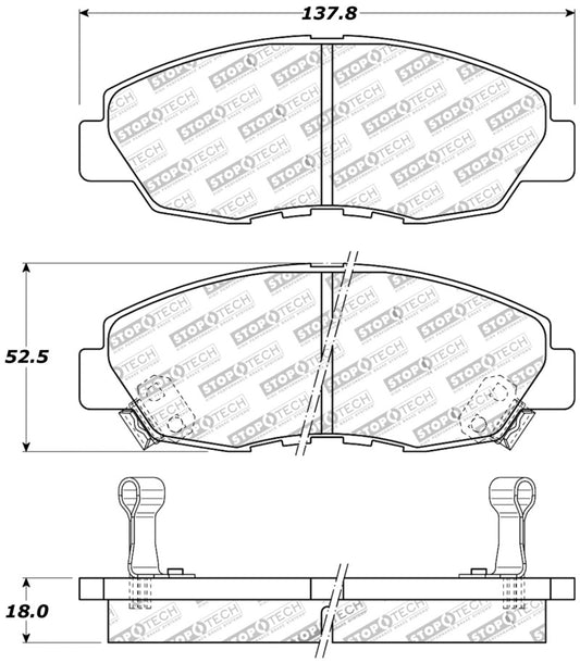 StopTech Performance 97-99 Acura CL / 94-97 Honda Accord Coupe / 90-97 Accord Sedan Front Brake Pad