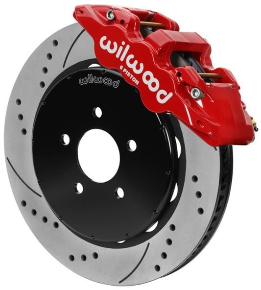 Wilwood AERO6 Front Brake Kit 14.00 Drilled & Slotted 94-04 Ford Mustang Cobra Red w/Lines