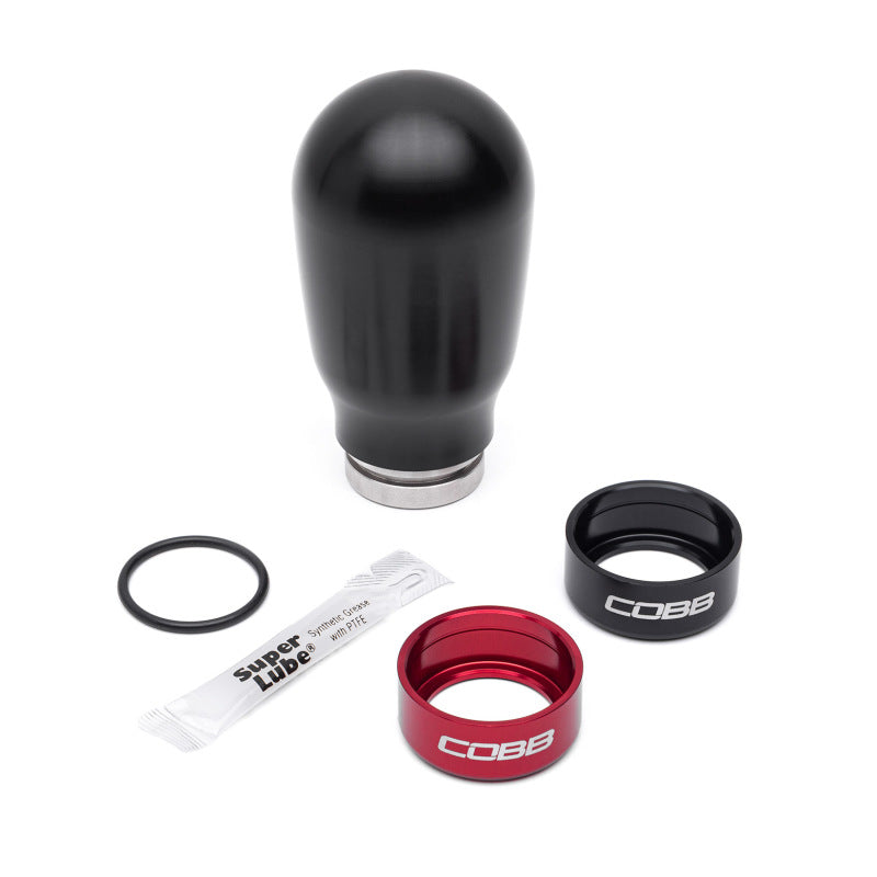 Cobb Subaru 6-Speed Tall Weighted COBB Shift Knob - Black (Incl. Both Red + Blk Collars)