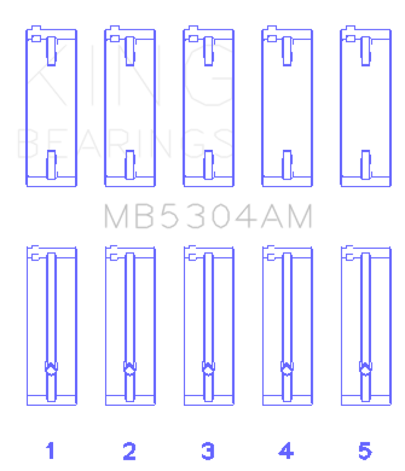 King Engine Bearings Kia/Mazda DOHC 16 Valve/SOHC 16 Valve/SOHC 8 Valve (Size +0.5) Main Bearing Set