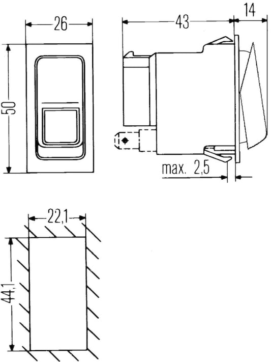 Hella Switch On/On/Off W Location Light