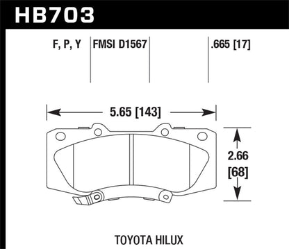 Hawk 05-13 Toyota Hilux LTS Street Brake Pads