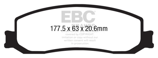 EBC 12 Ford F250 (inc Super Duty) 6.2 (2WD) Extra Duty Front Brake Pads