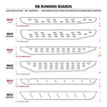 Go Rhino RB10 Slim Running Boards - Universal 73in. - Bedliner Coating