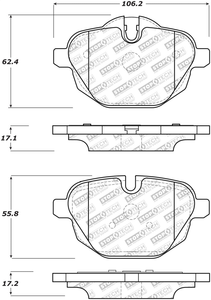 StopTech 11-17 BMW X3 Street Performance Rear Brake Pads