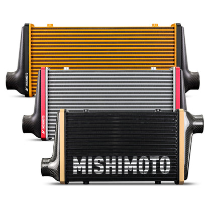 Mishimoto Universal Carbon Fiber Intercooler - Gloss Tanks - 600mm Black Core - C-Flow - GR V-Band