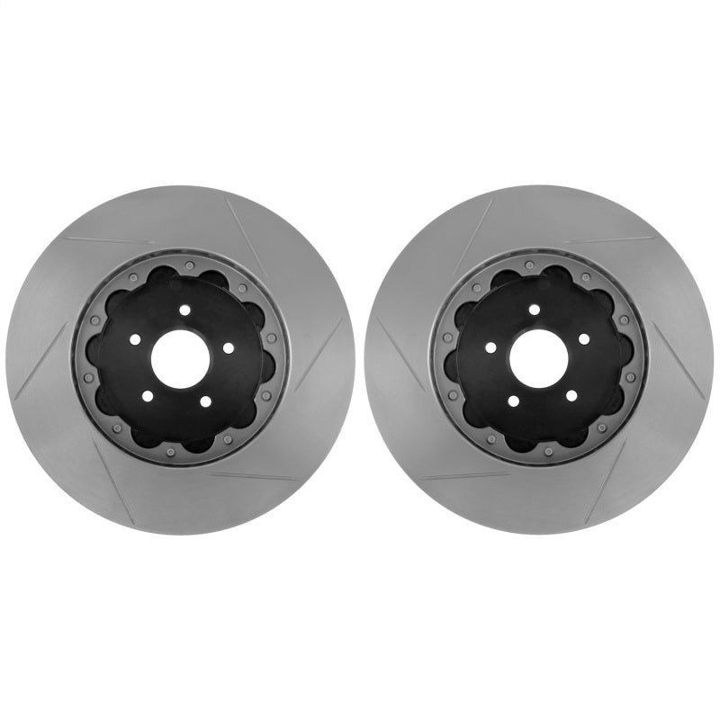 StopTech 09-14 Nissan GT-R AeroRotor 2pc Slotted and Zinc Plated Rear Rotor (Pair)