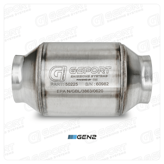 GESI G-Sport 400 CPSI GEN 2 EPA Compliant 2.5in Inlet/Outlet Catalytic Converter-4in x 4in-350-500HP