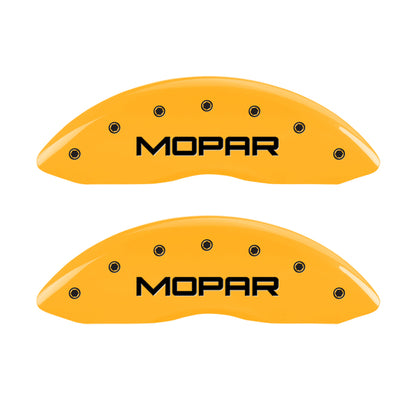 MGP 4 Caliper Covers Engraved Front & Rear Mopar Yellow Finish Black Char 2010 Dodge Ram 2500