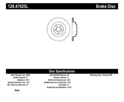 StopTech 06-07 WRX / 05-08 Subaru LGT Rear Drilled Left Rear Rotor