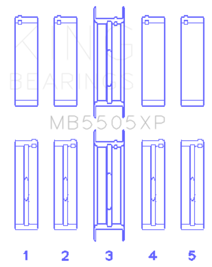 King Engine Bearings Ford V8 351ci 5.8L 400ci 6.6L 16V (Size STD) Performance Main Bearing Set