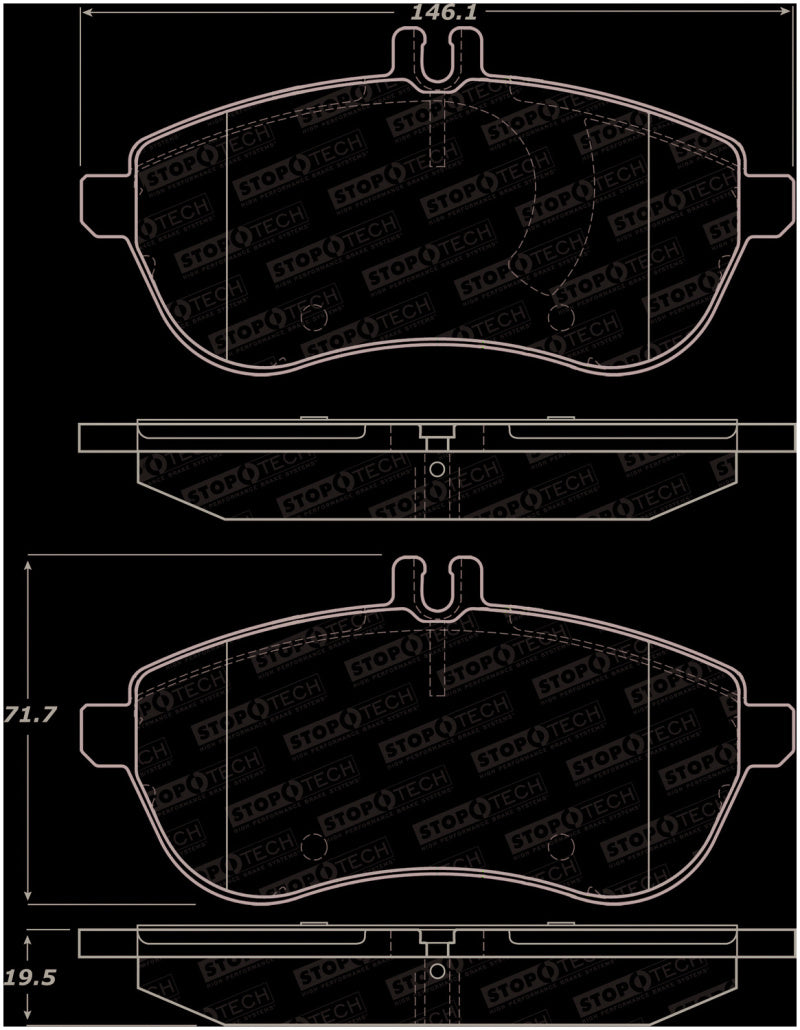 StopTech 12-15 Mercedes Benz SLK250 Street Performance Front Brake Pads