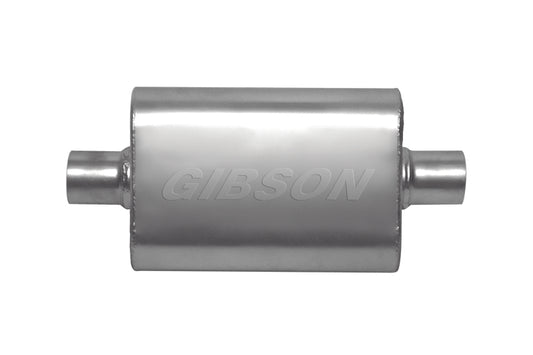 Gibson CFT Superflow Center/Center Oval Muffler - 4x9x13in/2.5in Inlet/2.5in Outlet - Stainless