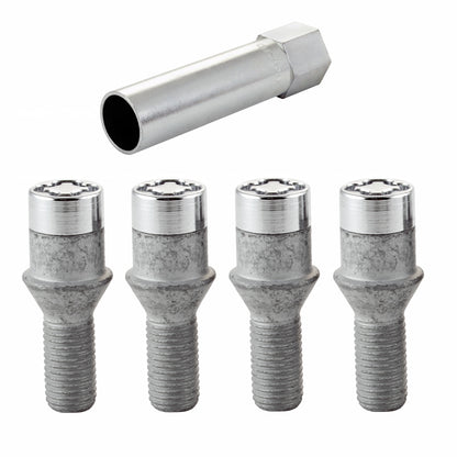 McGard Wheel Lock Bolt Set - 4pk. (Tuner / Cone Seat) M12X1.5 / 17mm Hex / 29.6mm Shank L. - Chrome