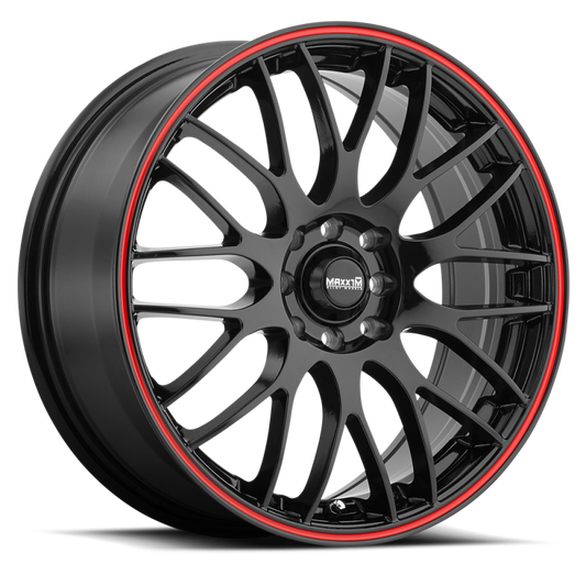 Maxxim Maze 18x7.5 8x100/114.3 ET45 Black/Red Stripe