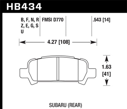 Hawk Subaru Baja/Forester/Impreza/Legacy DTC-60 Race Rear Brake Pads